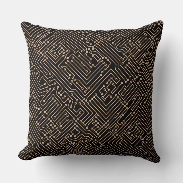 Circuitry - Sand on Black Throw Pillow (Front)