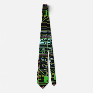 circuits circuit board illustrated color on black tie