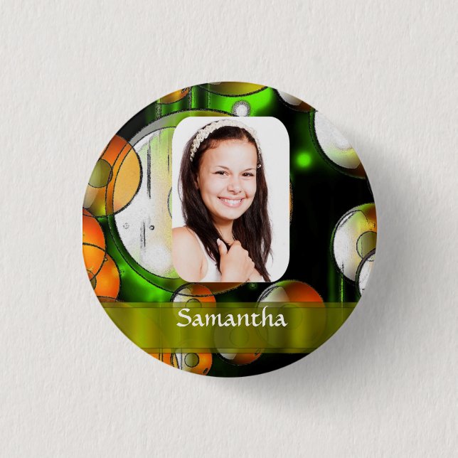 Circular abstract photo template pinback button (Front)