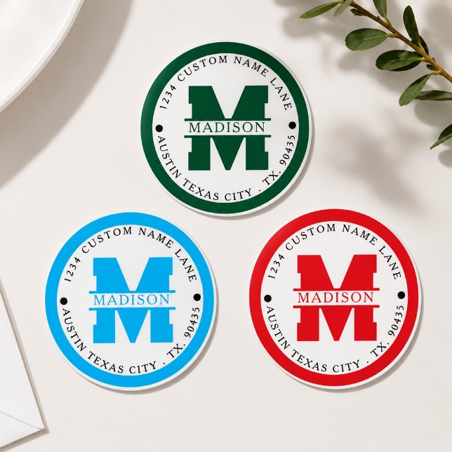 Circular address labels,monogram address labels (Creator Uploaded)