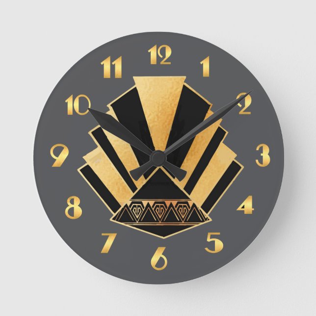 Circular Art Deco Style Wall Clock (Front)