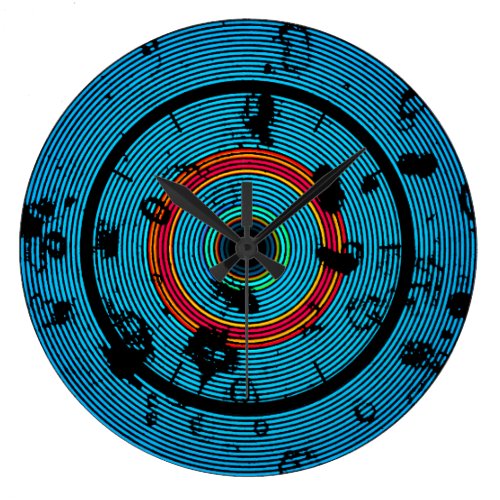 Circular Blue Abstract Pattern Large Clock