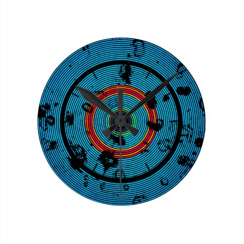 Circular Blue Abstract Pattern Round Clock