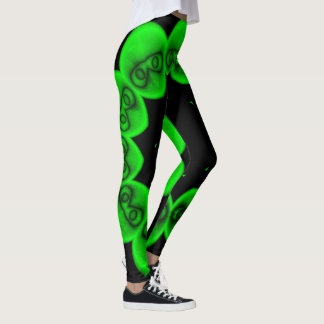 Circular Bright Green Alien Abstract Leggings