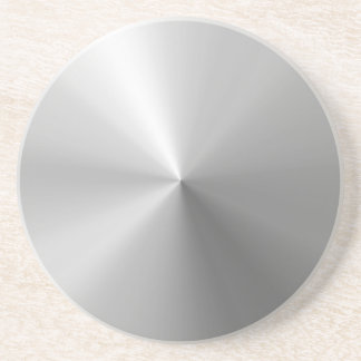 Circular Brushed Aluminum Textured Sandstone Coaster