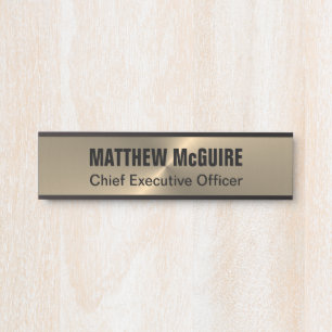 Circular Brushed Gold Look Office Door Sign