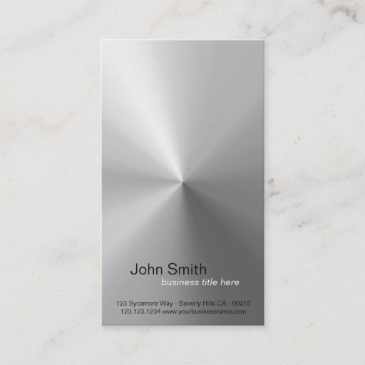 Customizable Circular Brushed Metal Design Vertical Card Business Cards