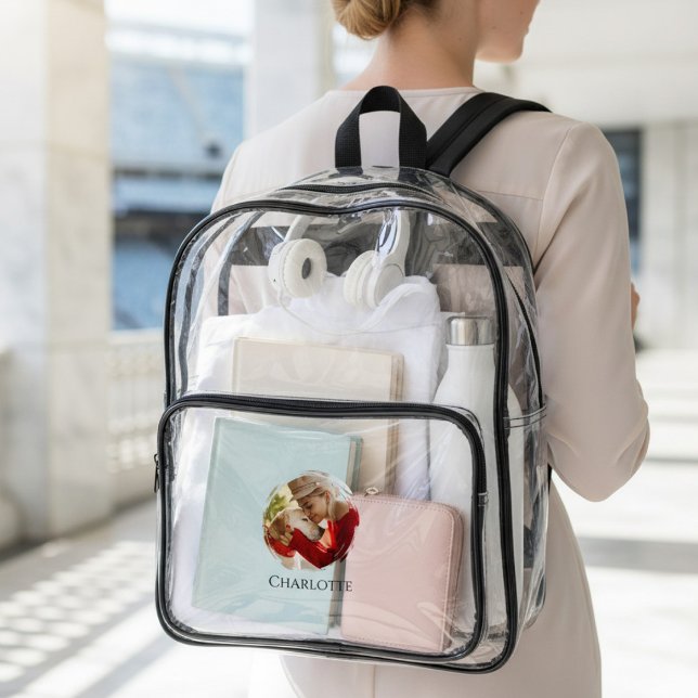 Circular Brushstroke Photo Name or Text Clear Backpack (Creator Uploaded)