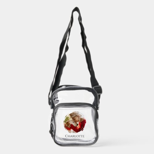 Circular Brushstroke Photo Name or Text Clear Crossbody Bag