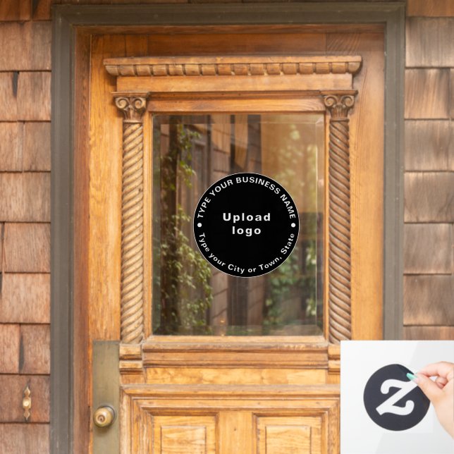 Circular Business Brand Texts on Black Window Cling (Home Door)