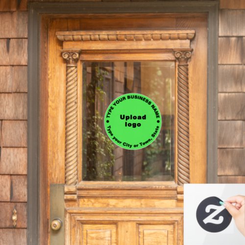 Circular Business Brand Texts on Light Green Window Cling