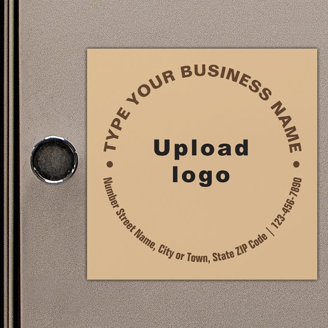 Circular Business Texts, Light Brown Magnetic Card (Build brand name awareness. Circular pattern texts of business brand on light brown magnetic card.)