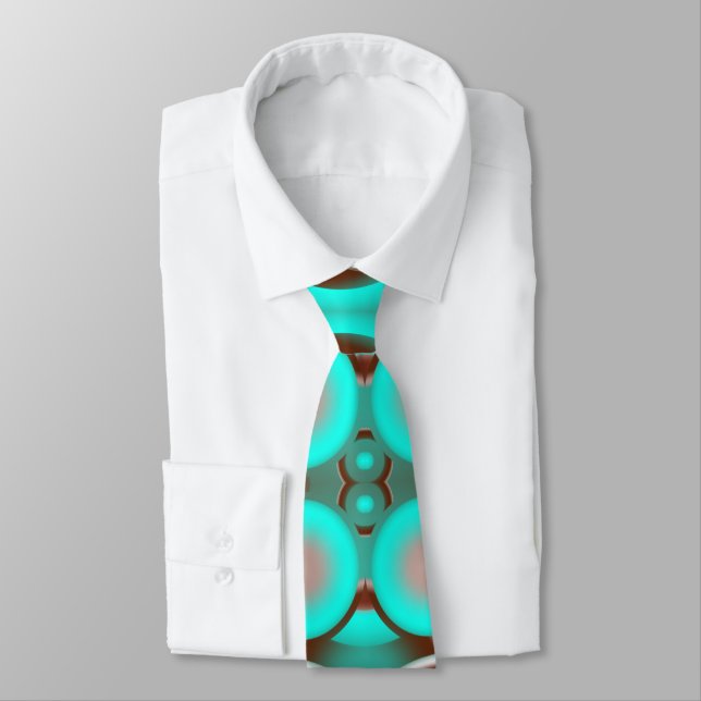 Circular Celestial Concentric Circles Pattern Neck Tie (Tied)