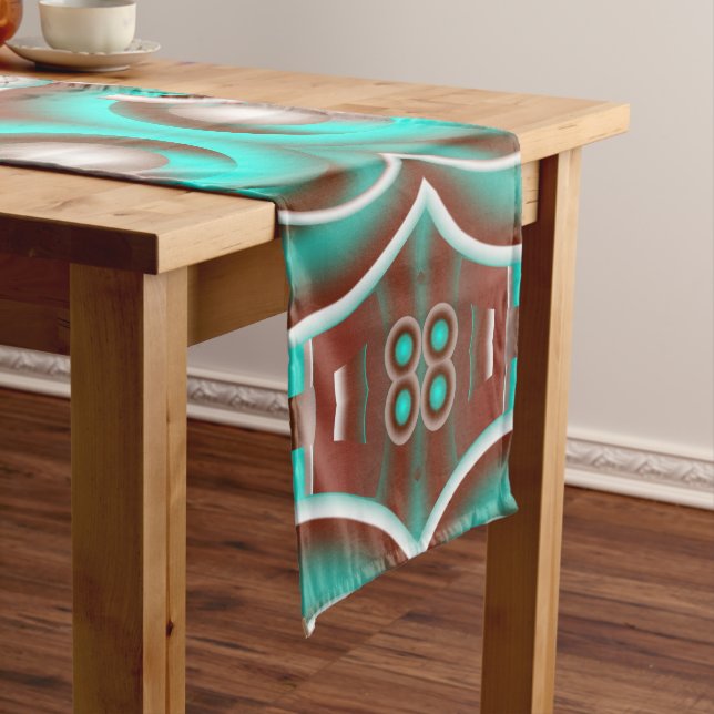 Circular Celestial Concentric Circles Pattern Short Table Runner (In Situ)