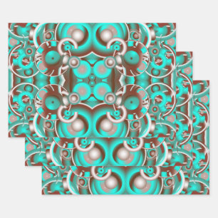 Circular Celestial Concentric Circles Pattern Wrapping Paper Sheets