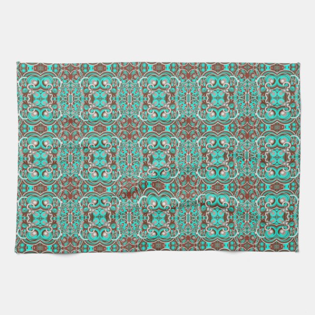 Circular Celestial Concentric Circles Patterned Kitchen Towel (Horizontal)