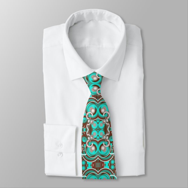 Circular Celestial Concentric Circles Patterned Neck Tie (Tied)