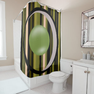 Circular circle green stripe showercurtain shower curtain