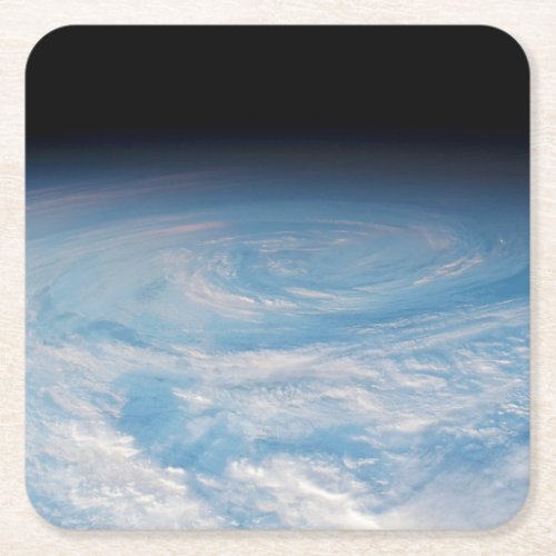 Circular Cloud Formation Over South Pacific Ocean Square Paper Coaster