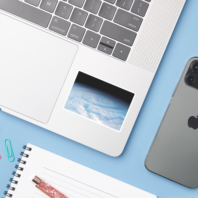 Circular Cloud Formation Over South Pacific Ocean. Sticker (Laptop w/ iPhone)