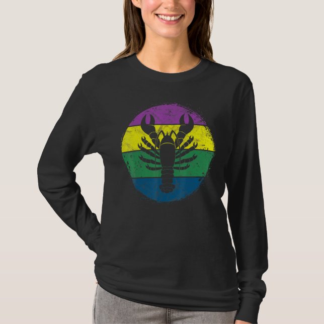 Circular Crawfish Silhouette Crab Mardi Gras Masqu T-Shirt (Front)