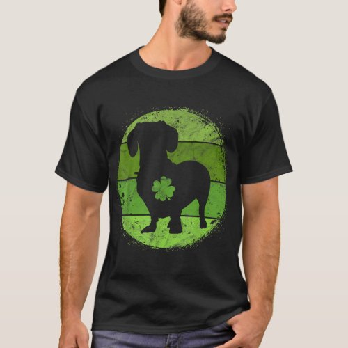Circular Dachshund Irish Shamrock Doxie St Patrick T_Shirt