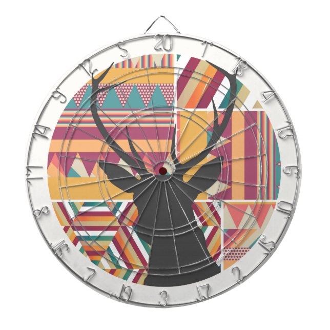 Circular Deer Dartboard With Darts (Front)