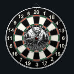 Circular Deer with Forest Target Dart Board<br><div class="desc">A majestic deer with large antlers in a forest,  framed by a bold target design.</div>