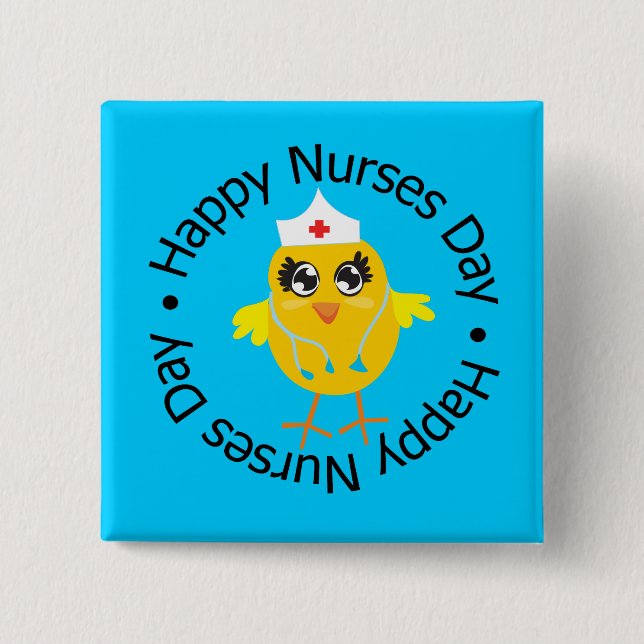 Circular Design Happy Nurses Day Button (Front)