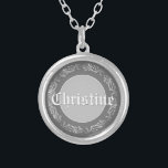Circular design to personalise. silver plated necklace<br><div class="desc">An attractive circular design which you can personalise with your own choice of name. Personal gift. Christian name design. Jewellery with name.</div>