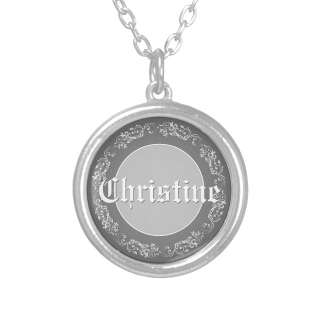 Circular design to personalise. silver plated necklace (Front)