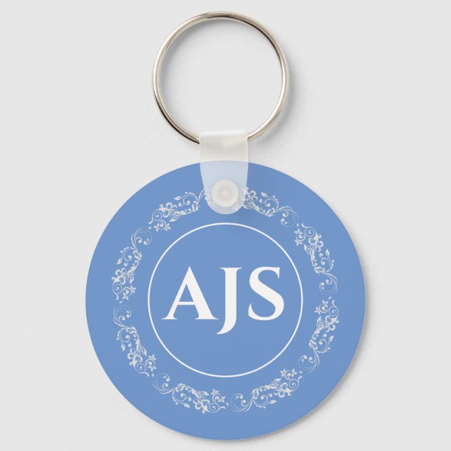 Circular design with Monogram Initials Keychain (Front)