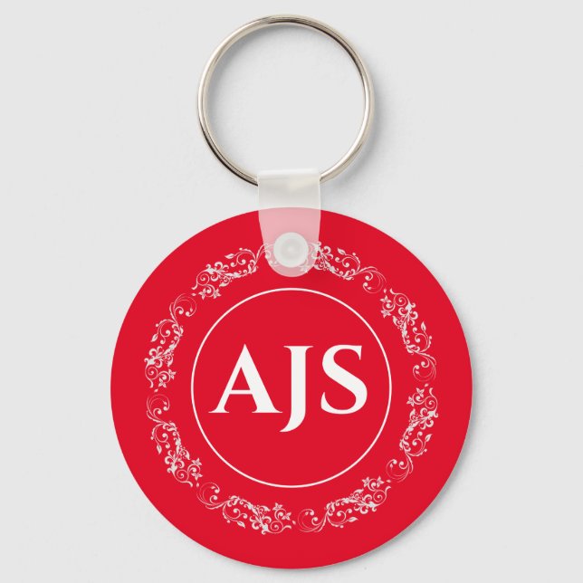 Circular design with Monogram Initials Keychain (Front)