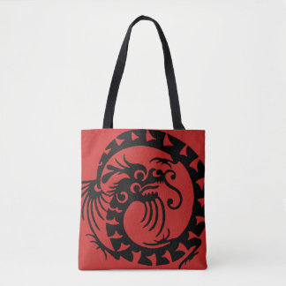 Circular Dragon Silhouette Tote Bag