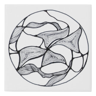 Circular drawing zen abstract flower faux canvas print