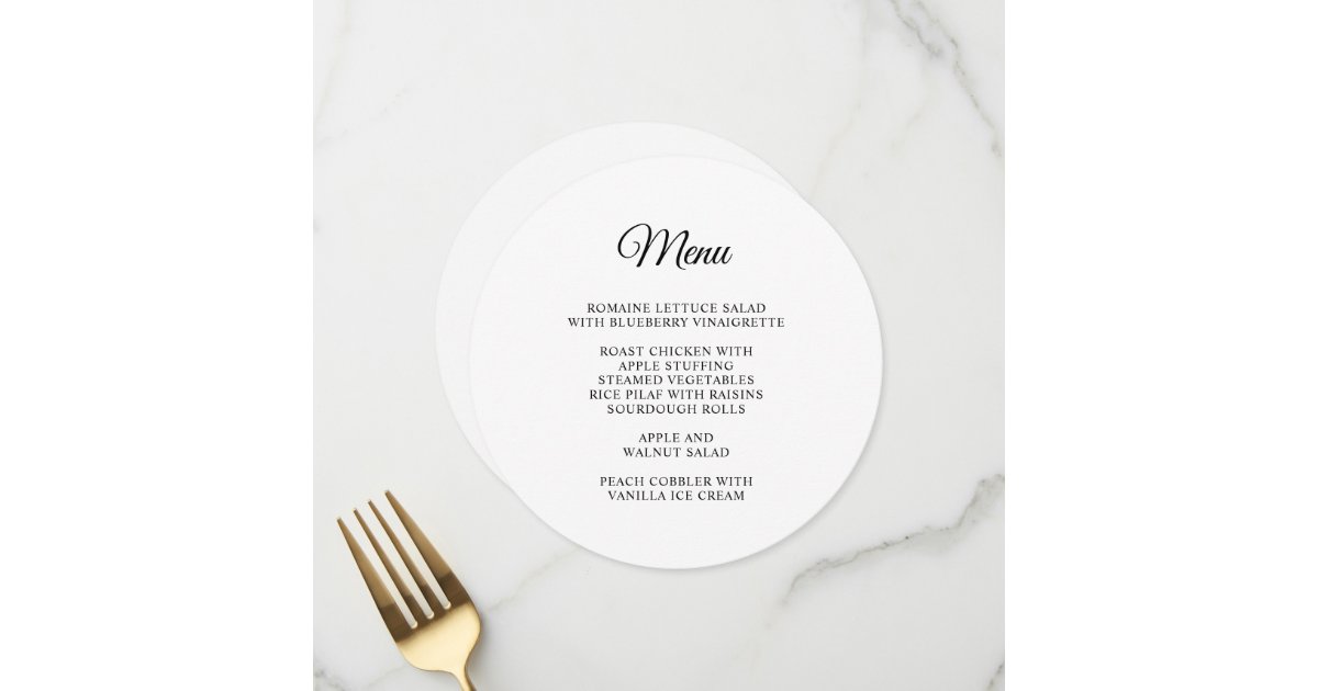 Circular Elegant Script Menu | Zazzle