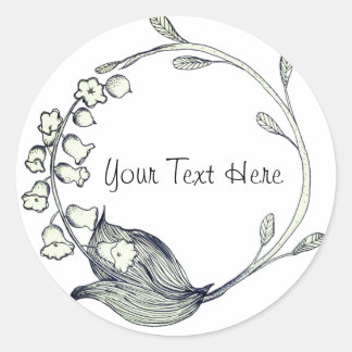 Circular Floral Border with Sweet Pea Flowers Classic Round Sticker
