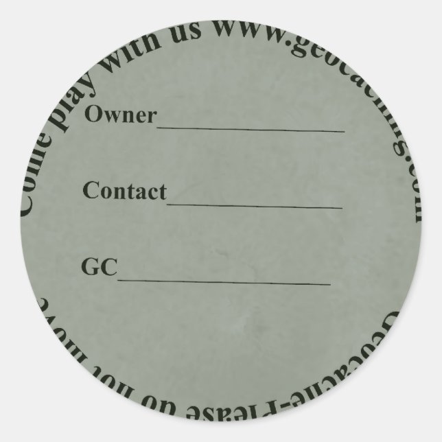 circular geocache label (Front)