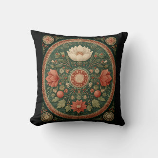 Circular Geometric Design, Forest Green, Throw Pillow