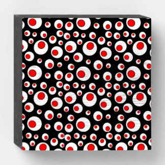 Circular Geometric Pattern Bright Bold Red White Wooden Box Sign