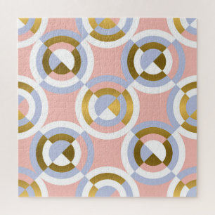 Circular Geometric Shapes: Colorful Vintage Kaleid Jigsaw Puzzle