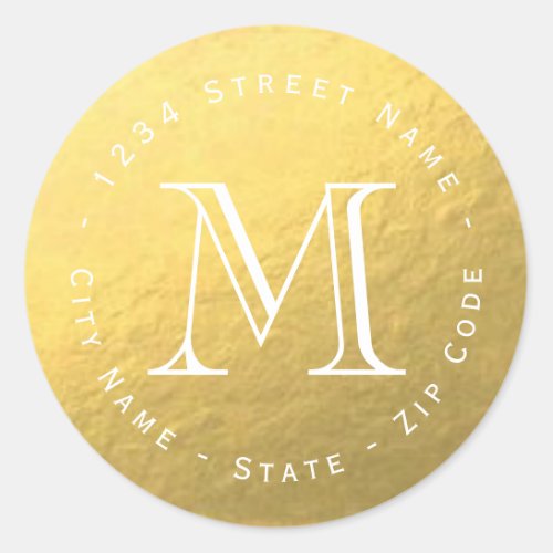 Circular Gold Foil Monogram Return Address Label
