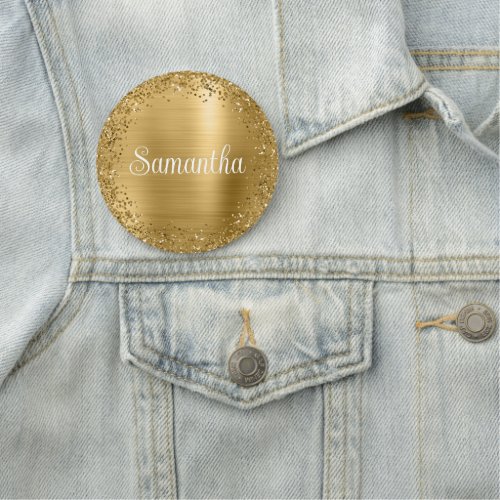 Circular Gold Glitter and Foil Name Tag