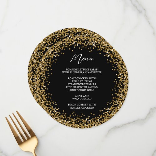 Circular Gold Glitter Black Menu