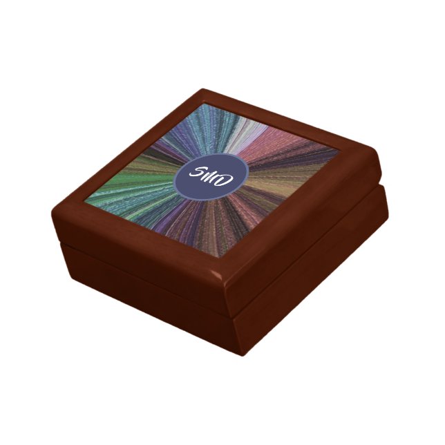 Circular Gradient Earthy Rainbow Monogrammed Gift Box (Side)
