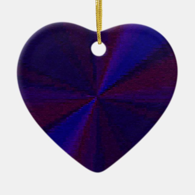 Circular Gradient Patchwork Blue to Purple Ceramic Ornament (Front)