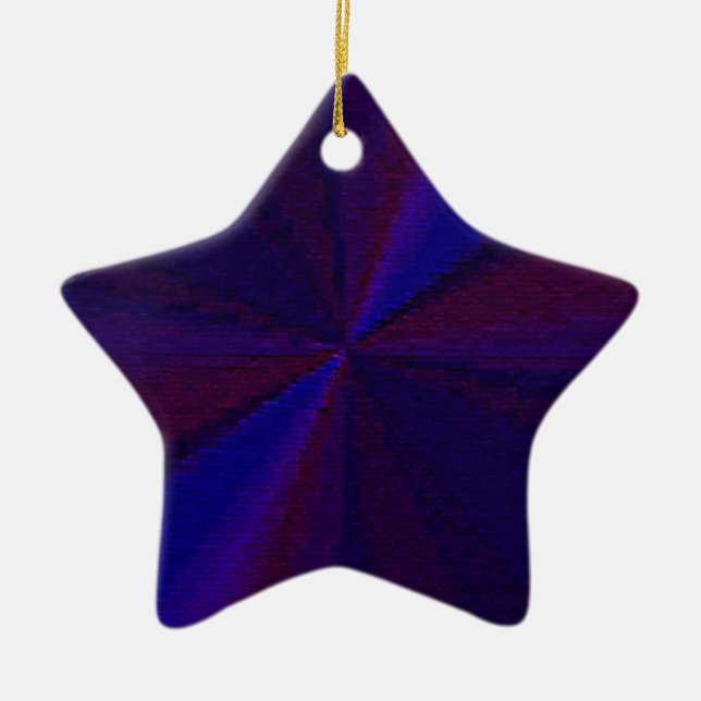 Circular Gradient Patchwork Blue to Purple Ceramic Ornament (Front)