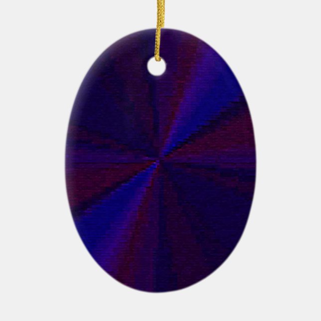 Circular Gradient Patchwork Blue to Purple Ceramic Ornament (Front)