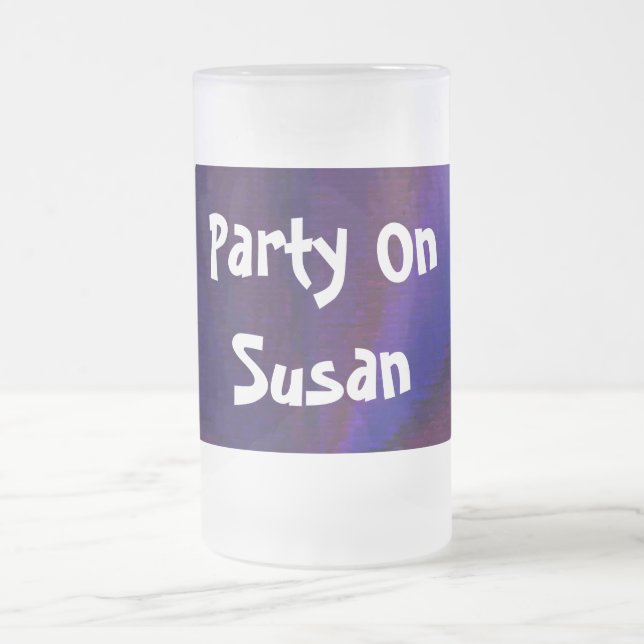 Circular Gradient Patchwork Blue to Purple Frosted Glass Beer Mug (Center)
