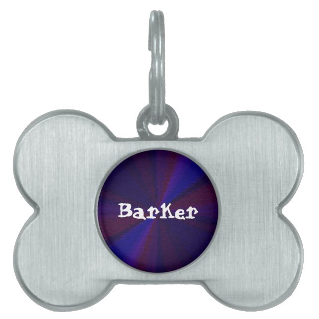Circular Gradient Patchwork Blue to Purple Pet ID Tag (Front)